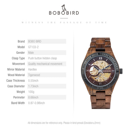 Luxury Fashion Men's Watches with Automatic Movement Mechanical Wrist Watches from BOBO BIRD the Hottest Gifts for Father's Day